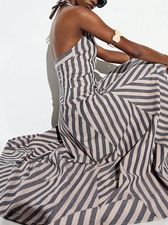 Dresses & Skirts - Multicolor Sexy Women's French Casual Halter Neck Dress